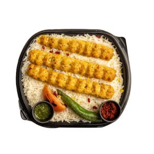 Chicken kebab with عيش